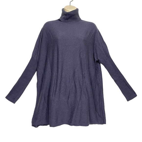 Soft Surroundings Sweater Women Small Purple Turtleneck Pocket Wool Angora Blend - Picture 1 of 16